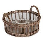 Briar Collection Glass Nibbles Bowl With Wicker Tray