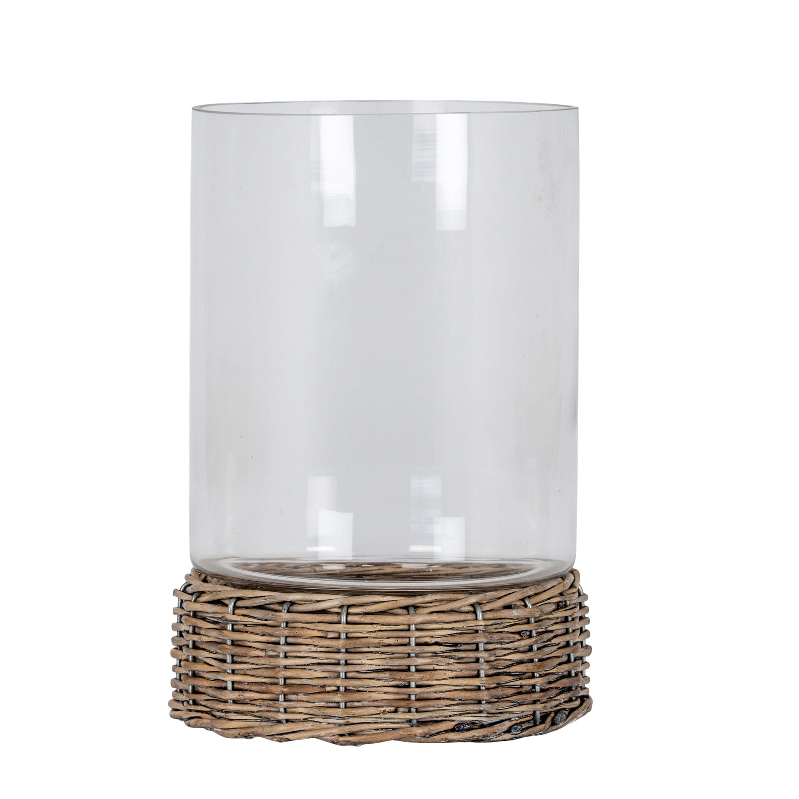Briar Collection Hurricane Lantern With Wicker Tray