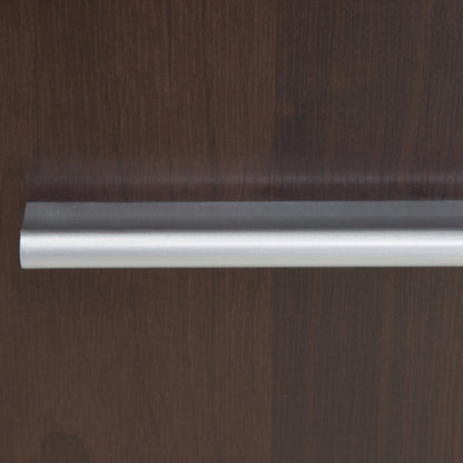 imperial tall glazed 1 door 2 drawer narrow cabinet in dark mahogany melamine