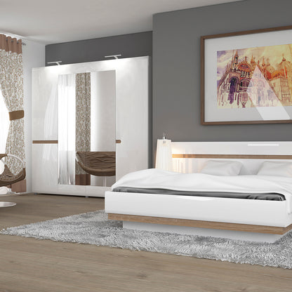 chelsea bedroom 4 door wardrobe with mirrors in white with a truffle oak trim