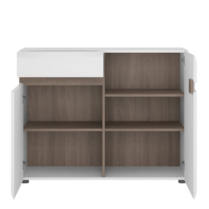 chelsea living 1 drawer 2 door sideboard in white with a truffle oak trim