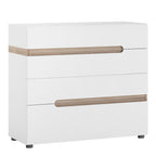 Chelsea 4 Drawer Chest – White with Truffle Oak Trim