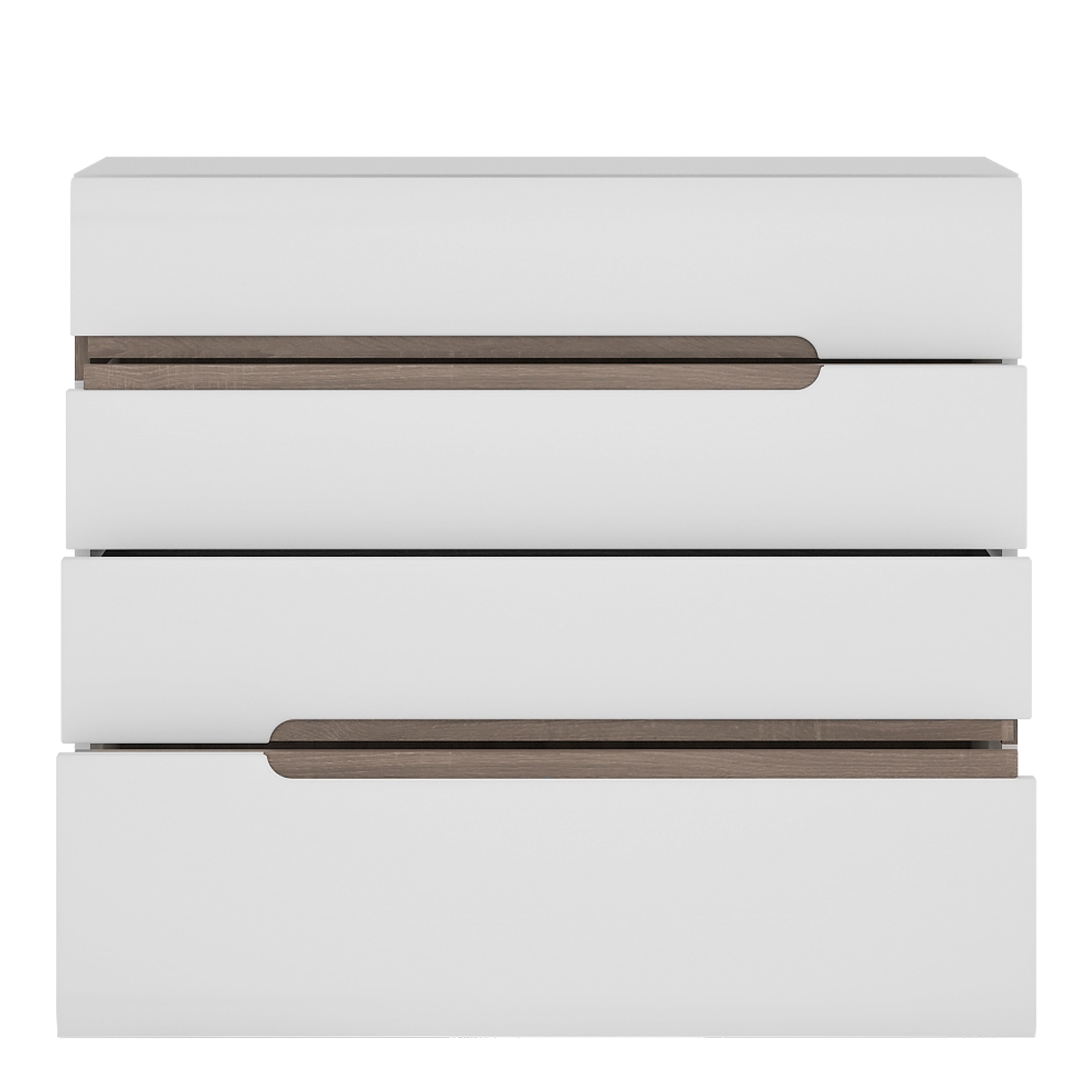Chelsea 4 Drawer Chest – White with Truffle Oak Trim