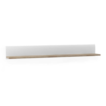 chelsea living wall shelf in white with a truffle oak trim