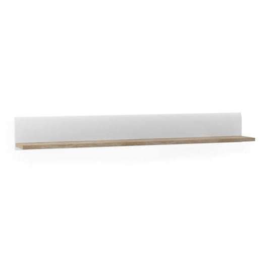 chelsea living wall shelf in white with a truffle oak trim