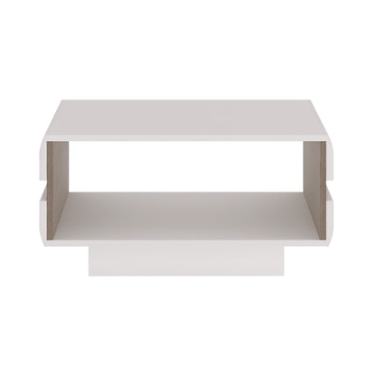 chelsea living small designer coffee table in white with a truffle oak trim