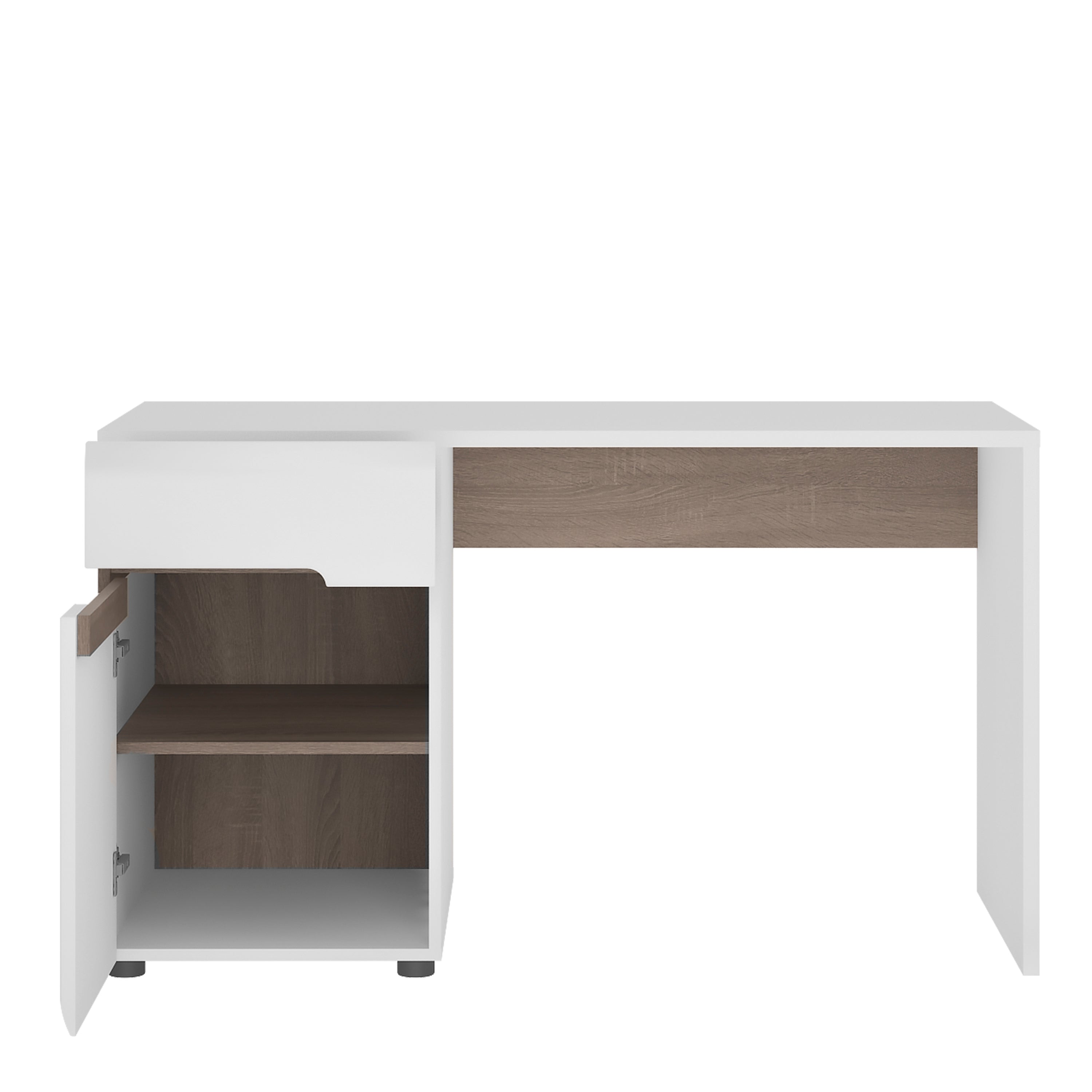 Chelsea bedroom desk/dressing table in white with a truffle oak trim