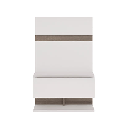 chelsea bedroom bedside extension for bed in white with a truffle oak trim