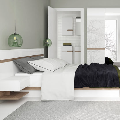 chelsea bedroom bedside extension for bed in white with a truffle oak trim