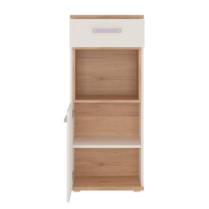 4kids 1 door 1 drawer narrow cabinet with lilac handles