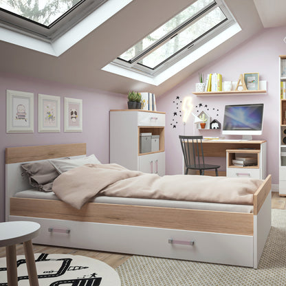 4kids 1 drawer bedside cabinet with lilac handles