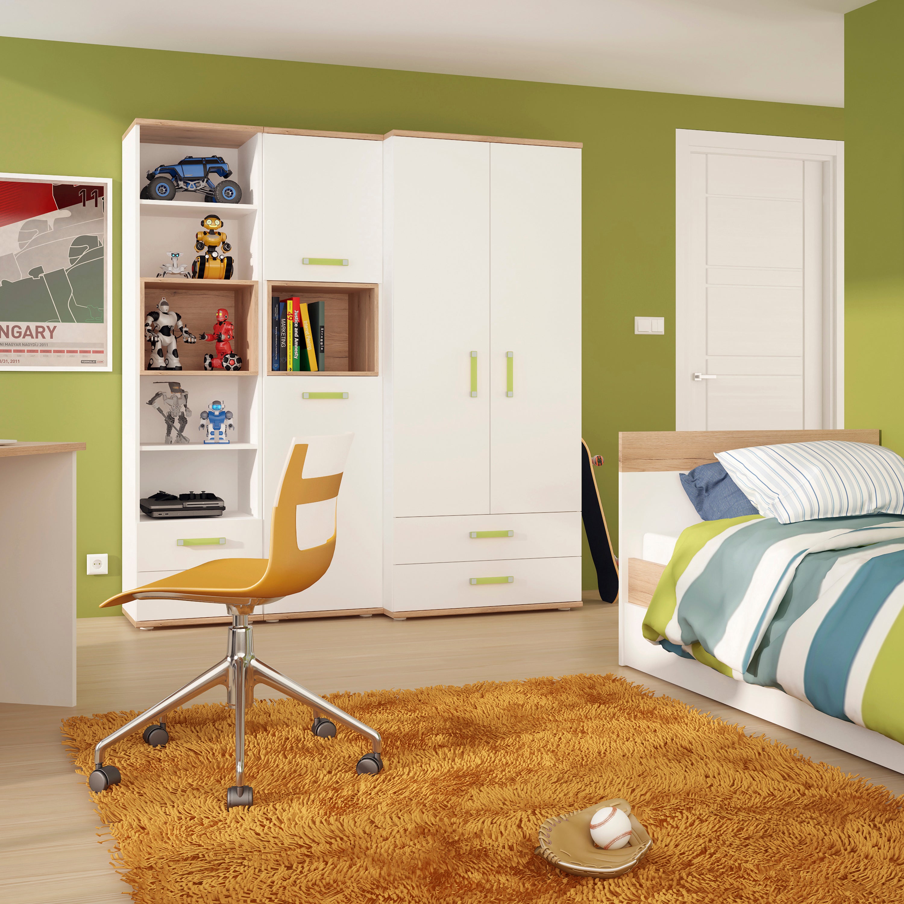 4kids 1 drawer bedside cabinet with lemon handles