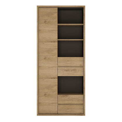 shetland tall wide 1 door 4 drawer bookcase