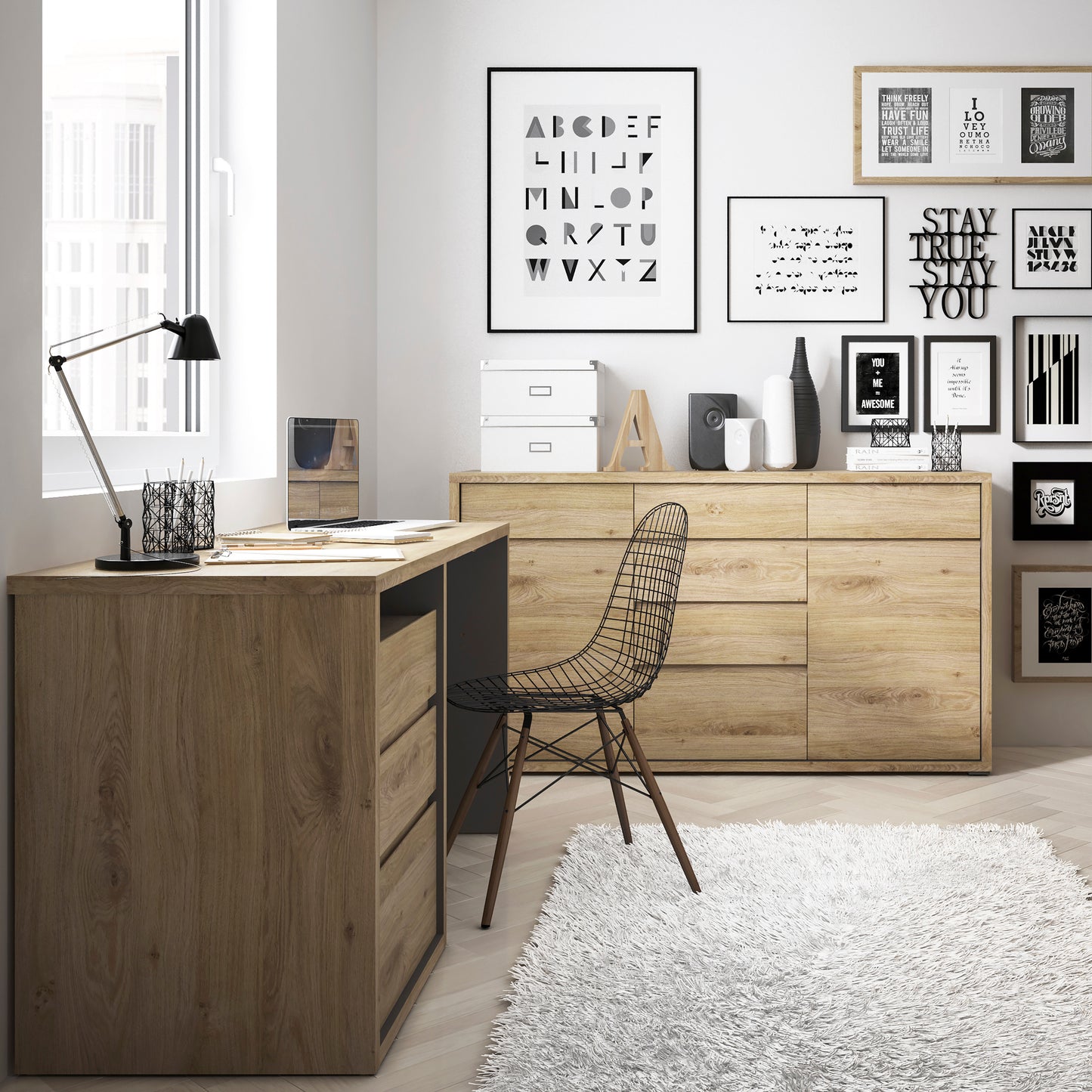 shetland 3 drawer desk