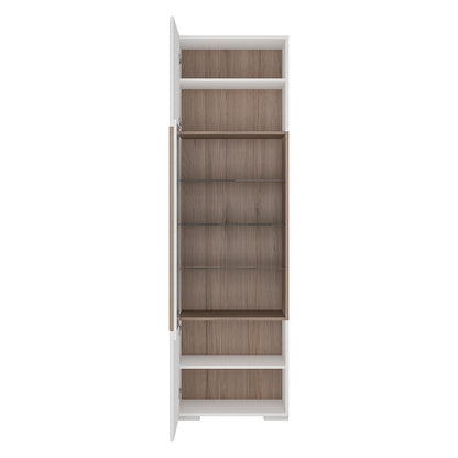 toronto tall narrow glazed display cabinet with internal shelves (inc. plexi lighting)