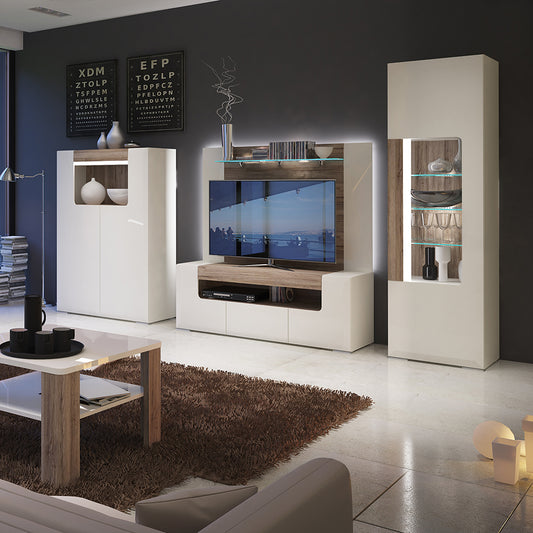 toronto tall narrow glazed display cabinet with internal shelves (inc. plexi lighting)