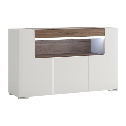 toronto 3 door sideboard with open shelving (inc. plexi lighting)