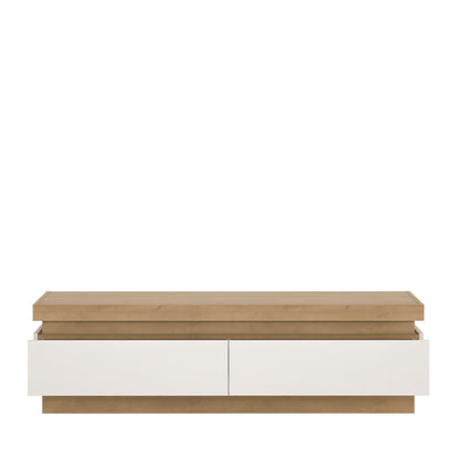 lyon 2 drawer tv cabinet in riviera oak/white high gloss