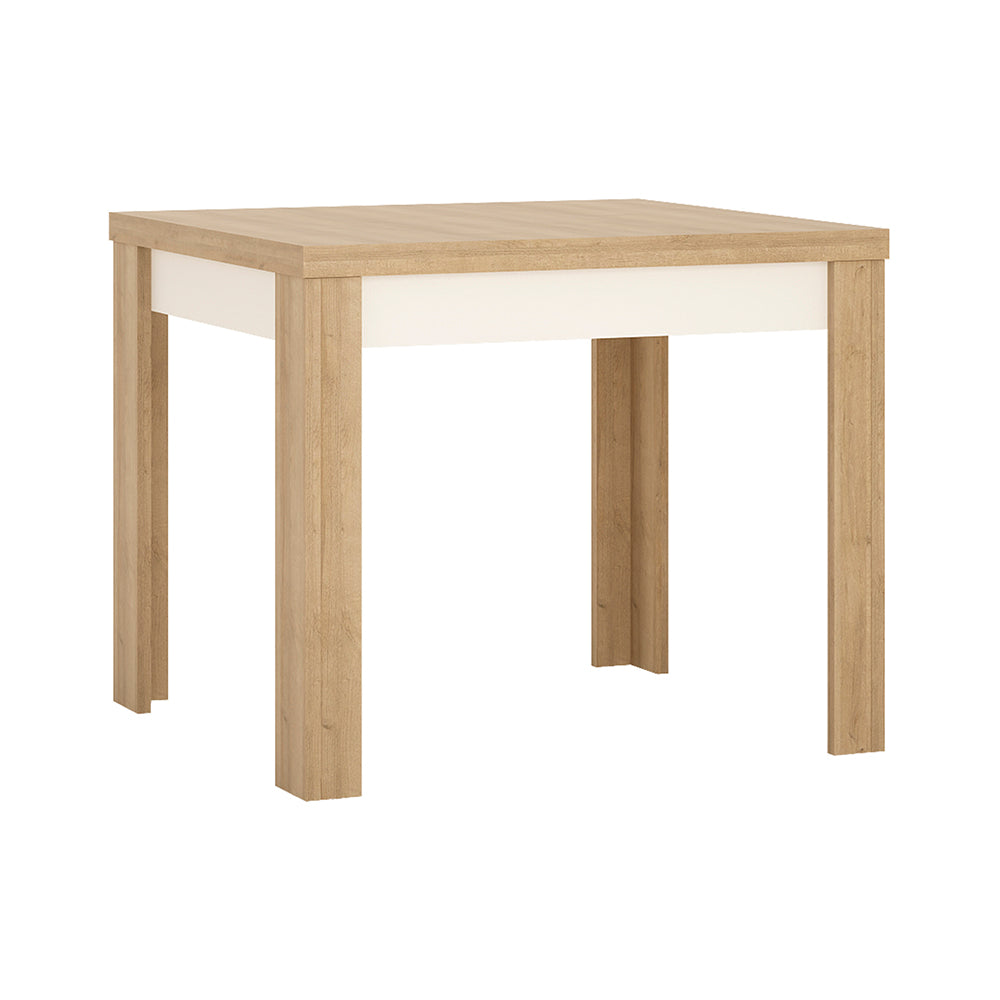 lyon small extending dining table 90-180cm in riviera oak/white high gloss