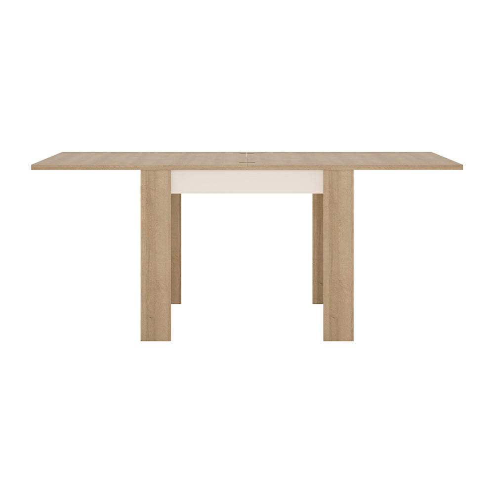 lyon small extending dining table 90-180cm in riviera oak/white high gloss