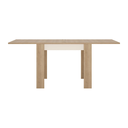 lyon small extending dining table 90-180cm in riviera oak/white high gloss