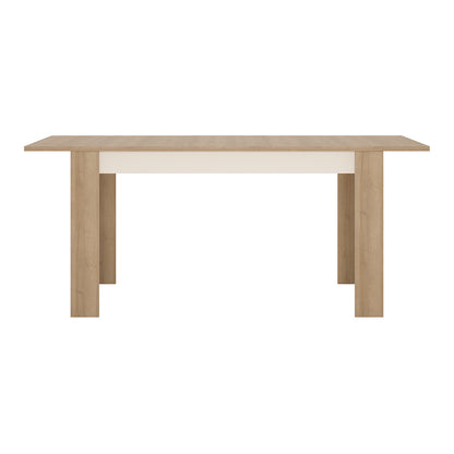 lyon medium extending dining table 140-180cm in riviera oak/white high gloss