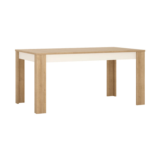 lyon large extending dining table 160-200cm in riviera oak/white high gloss