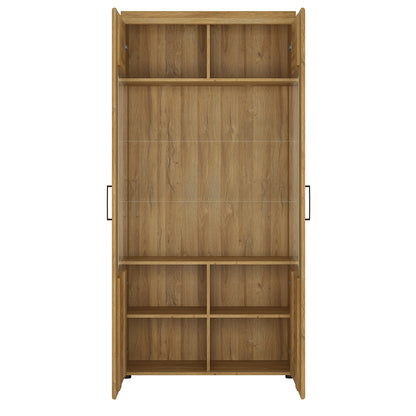 cortina tall wide 2 door glazed display cabinet in grandson oak