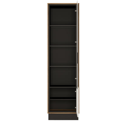 brolo tall glazed display cabinet (rh) with the walnut and dark panel finish