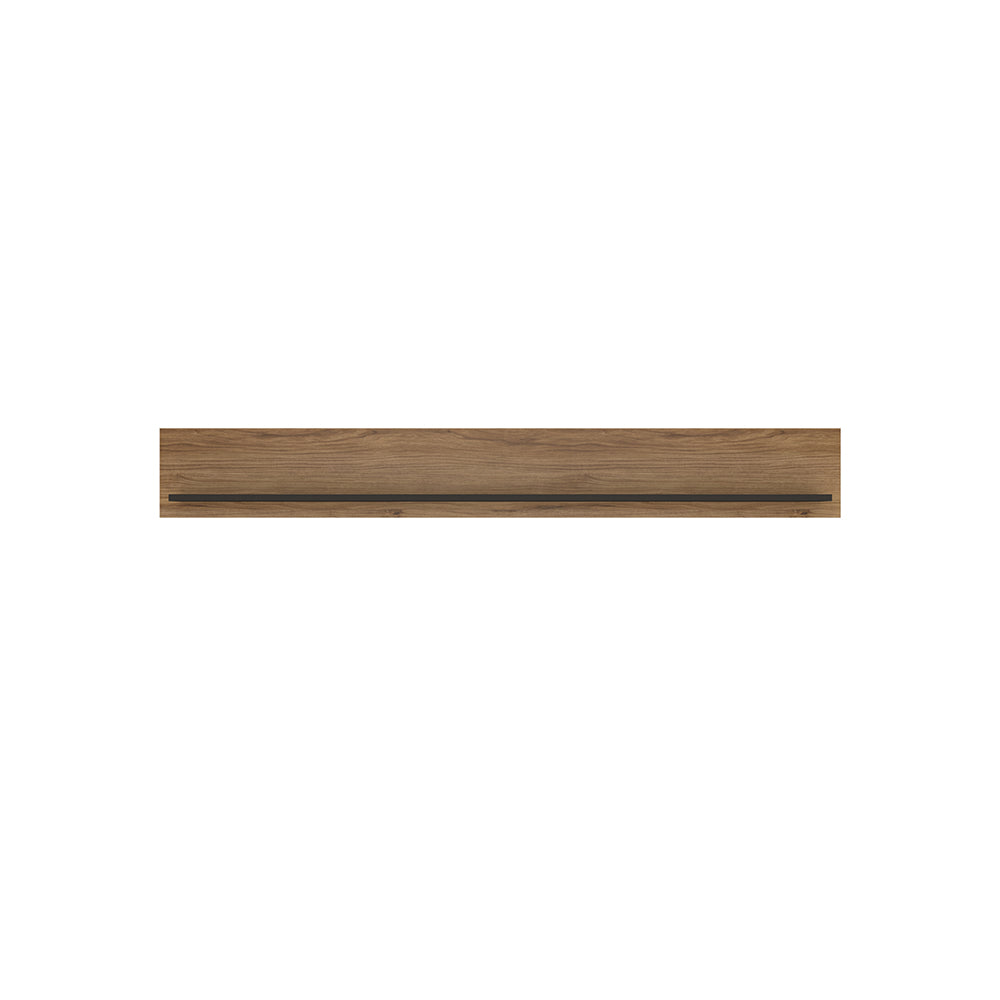 Brolo 167cm wall shelf with a walnut and dark panel finish