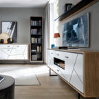 Brolo 167cm wall shelf with a walnut and dark panel finish