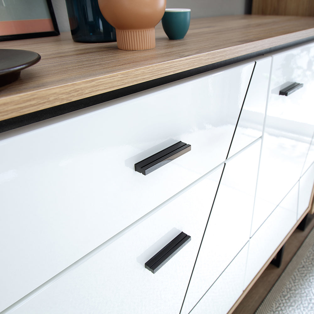 Brolo 167cm wall shelf with a walnut and dark panel finish
