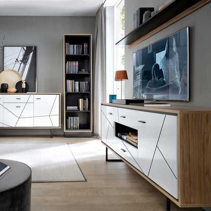 brolo wall shelf 197cm with a walnut and dark panel finish