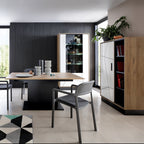 Brolo extending dining table 160-200cm in walnut and dark panel finish