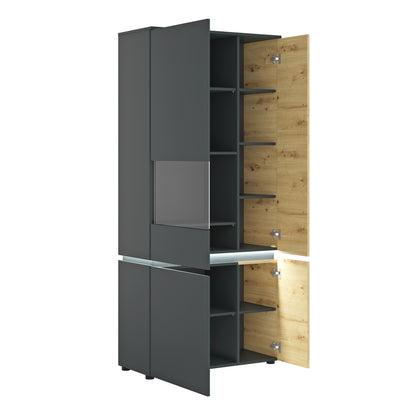 luci 4 door tall display cabinet lh (including led lighting) in platinum and oak