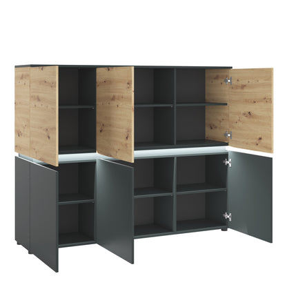 luci 6 door cabinet (including led lighting) in platinum and oak