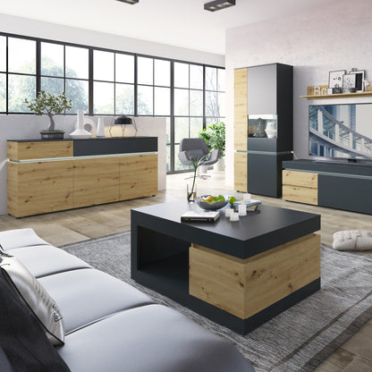 luci 2 door 2 drawer cabinet (including led lighting) in platinum and oak
