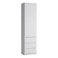 Fribo tall narrow 1 door 3 drawer cupboard in white