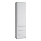 Fribo tall narrow 1 door 3 drawer cupboard in white