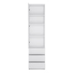 Fribo tall narrow 1 door 3 drawer cupboard in white