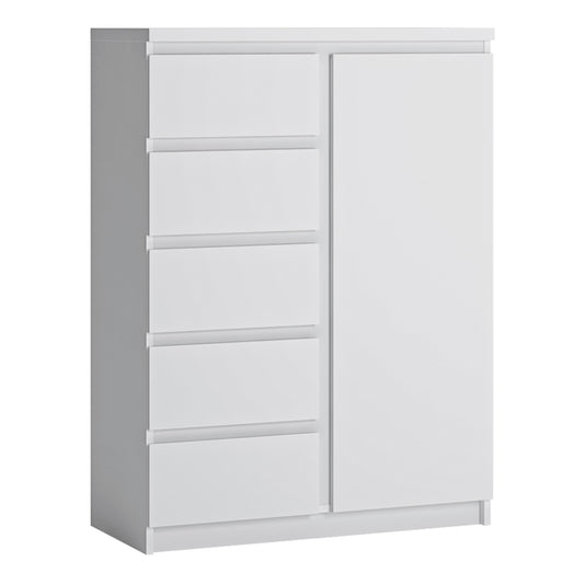 fribo 1 door 5 drawer cabinet in white