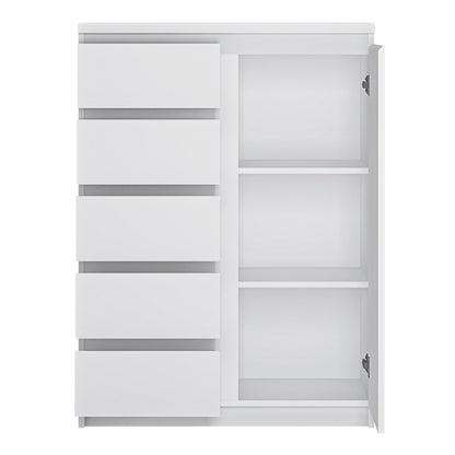 fribo 1 door 5 drawer cabinet in white