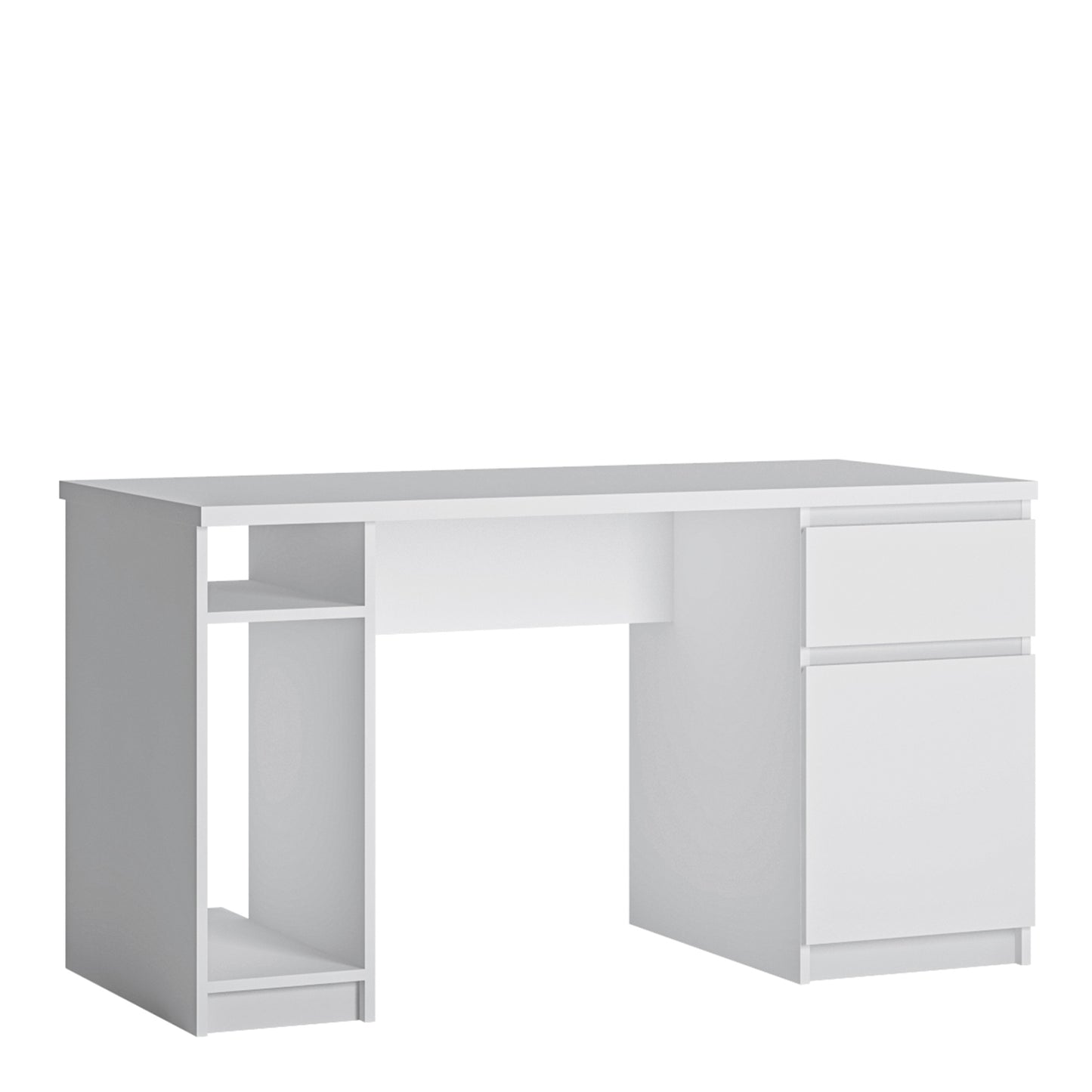 fribo 1 door 1 drawer twin pedestal desk in white