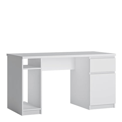 fribo 1 door 1 drawer twin pedestal desk in white
