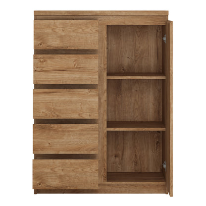 fribo 1 door 5 drawer cabinet in oak