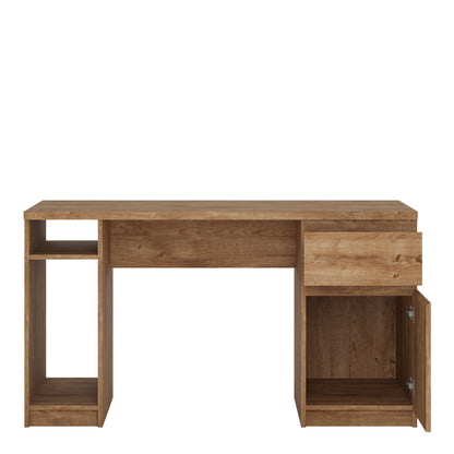 fribo 1 door 1 drawer twin pedestal desk in oak