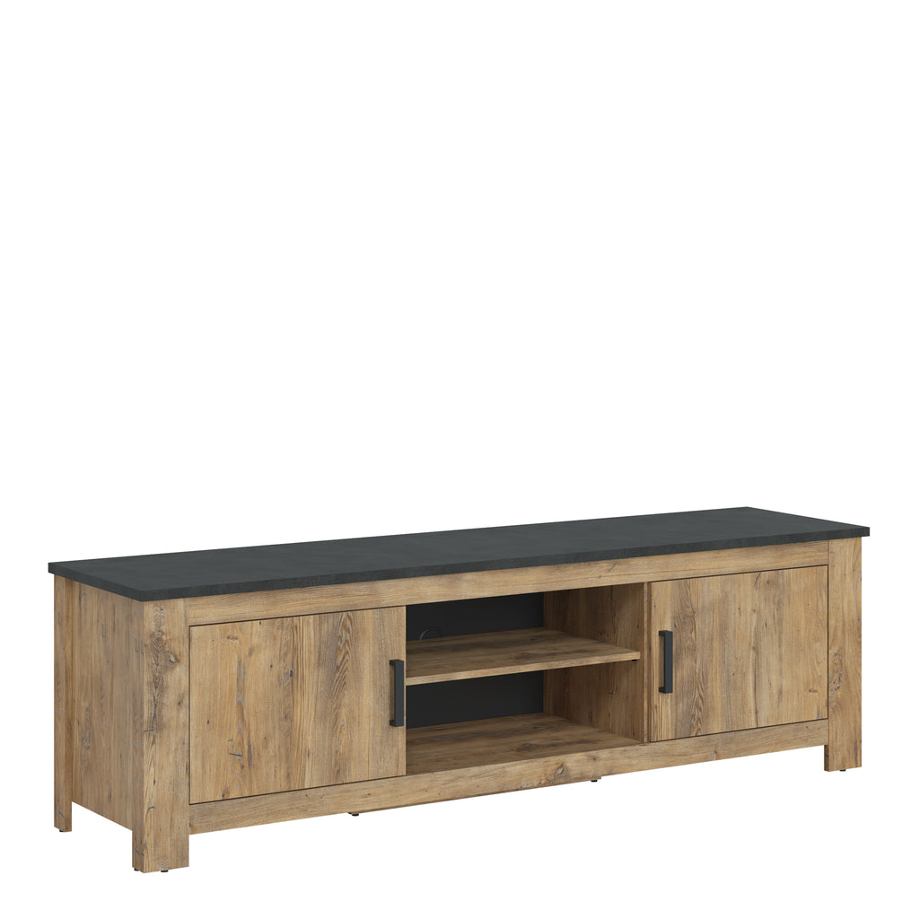 Rapallo 2 door 189cm wide tv cabinet in chestnut and matera grey