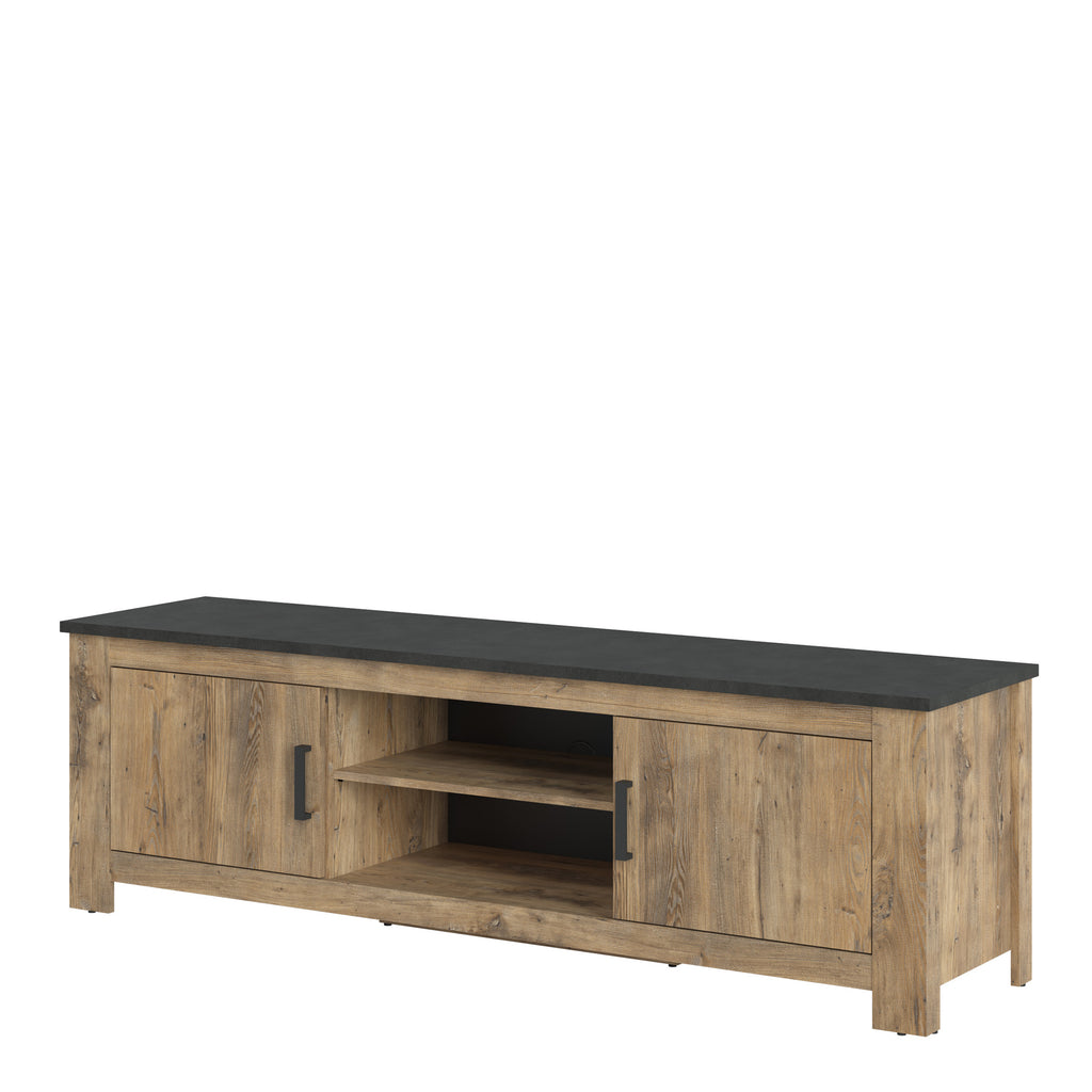 Rapallo 2 door 189cm wide tv cabinet in chestnut and matera grey