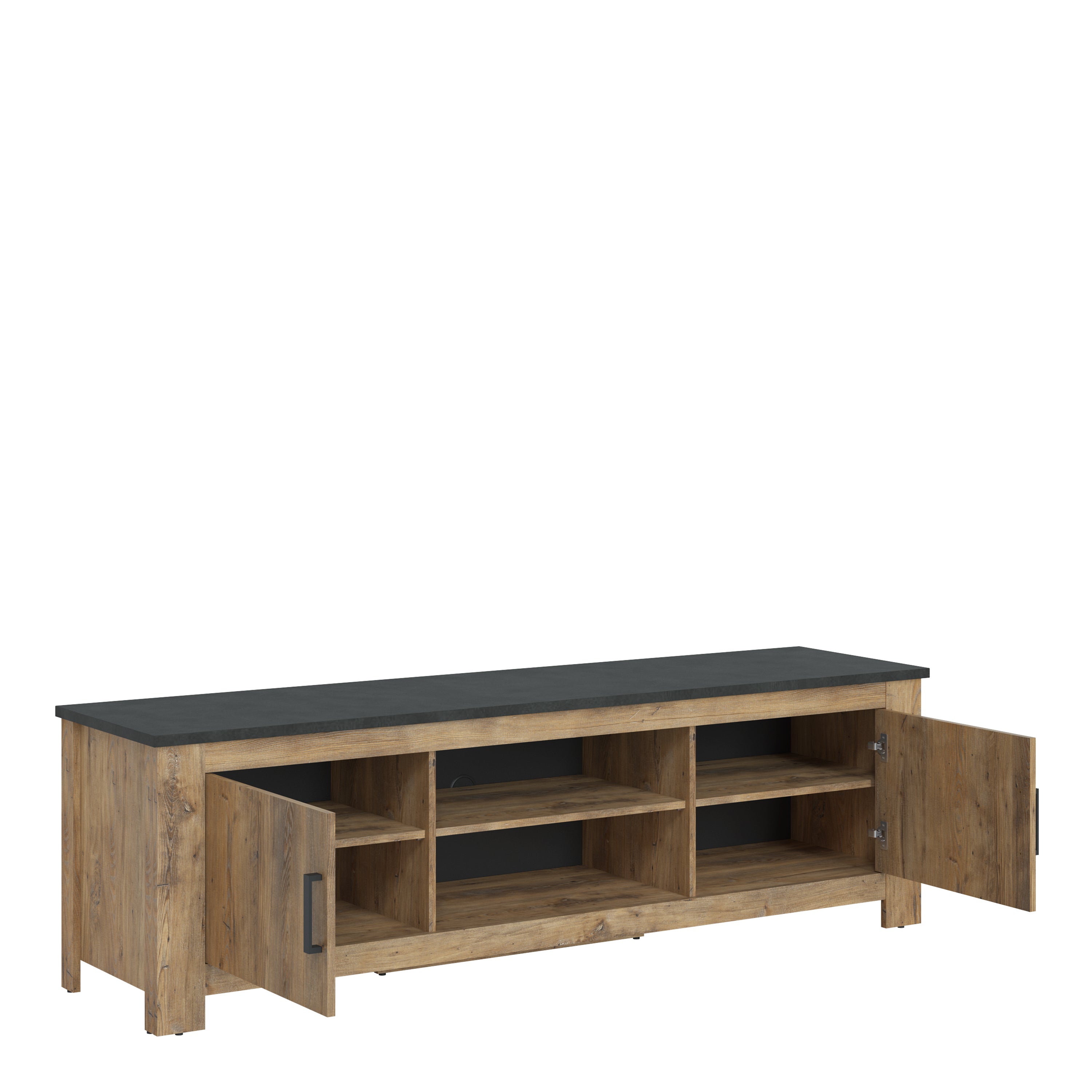 Rapallo 2 door 189cm wide tv cabinet in chestnut and matera grey