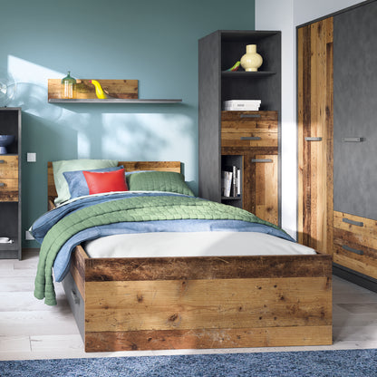 brooklyn 2 door wardrobe with 2 drawers in walnut and dark matera grey